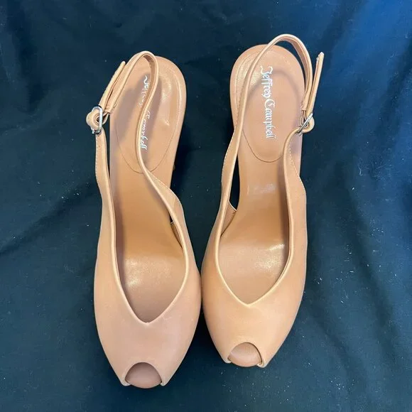 -Pre Loved- JEFFREY CAMPBELL Snoah Slingback Peep Toe Pump SZ 6 - Picture 5 of 7